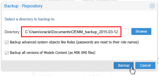 Pick the backup destination