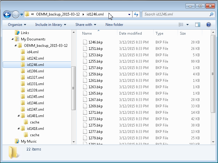 Backup file directory
