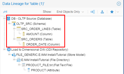 Data Lineage for table(1)