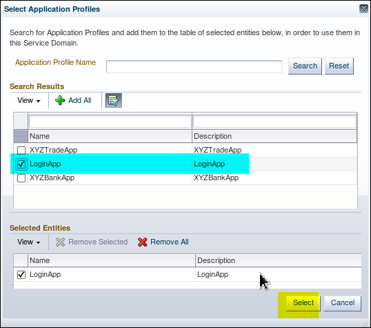 Choose Application profile
