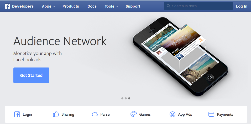 Facebook developer page