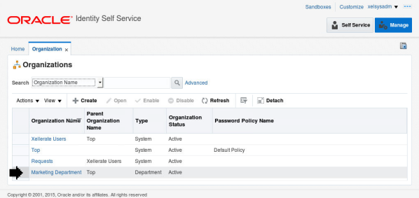 Selecting the Organization to Delete