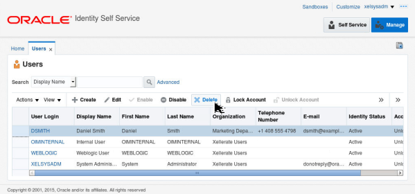 Deleting a Selected User