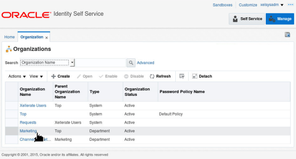 Select an Organization to update
