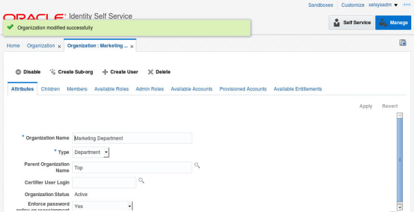 Organization Updated
