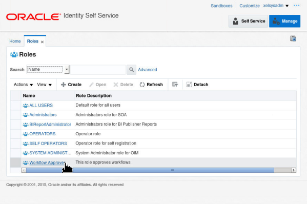 Selecting a Role to Update