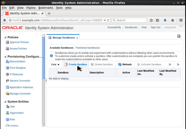 Creating new sandbox - Step 2