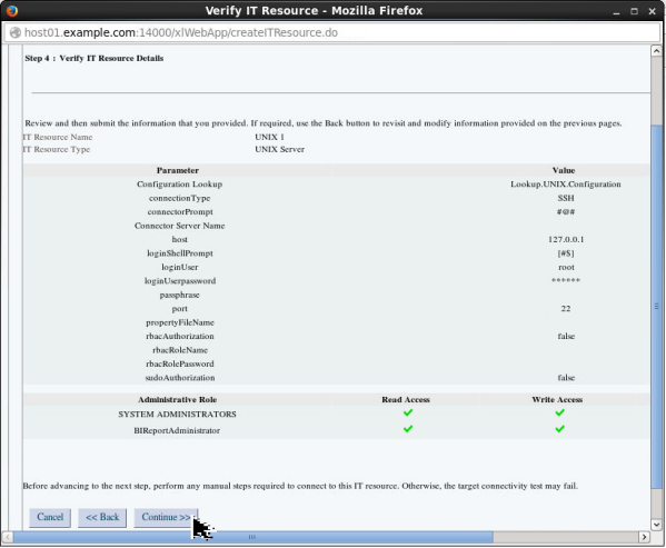 Creating an IT Resource - Step 8