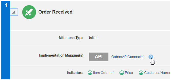 Accessing the API Invocation details for the Order Received milestone