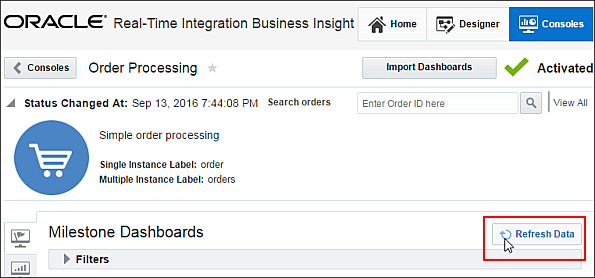 Refreshing data on the Consoles page