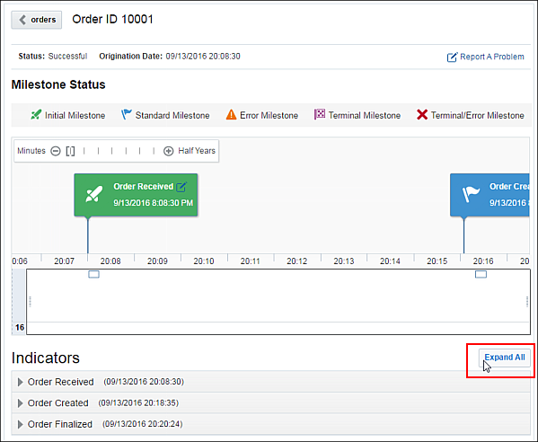 Expanding Indicator information on the instance details page