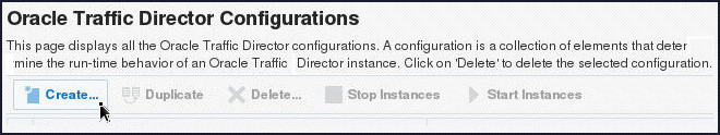 Oracle Traffic Director
                                  Configurations Page