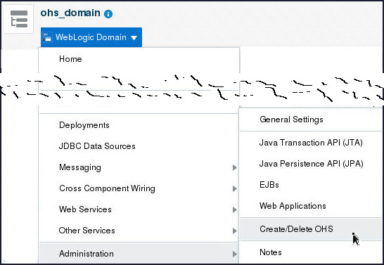 WebLogic Domain menu