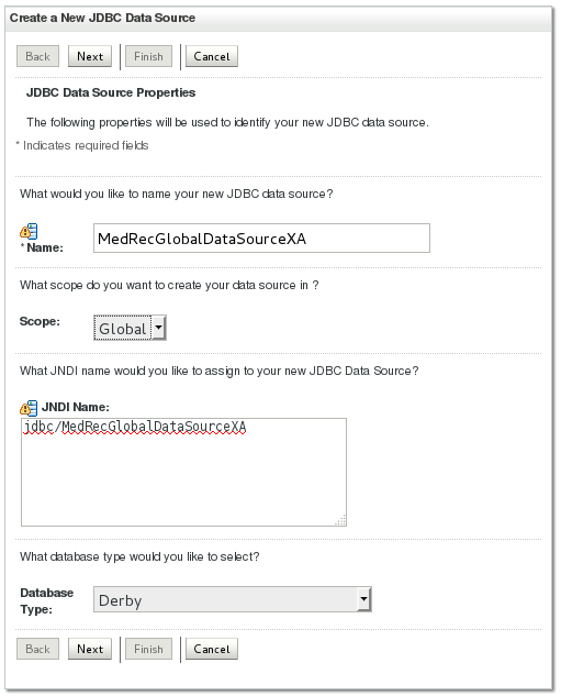 Create a New JDBC Data Source - JDBC Data Source Properties