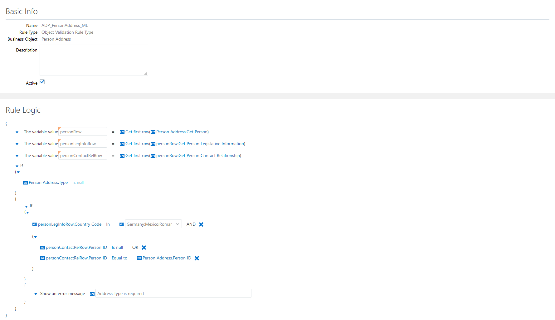 Person Address Validations
