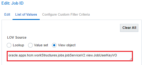 Edit the Job ID List of Values
