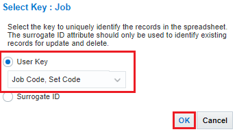 Select the User Key key type