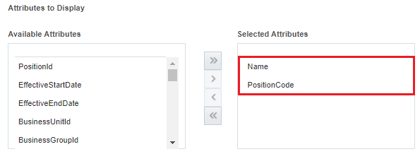 Select the attributes to display