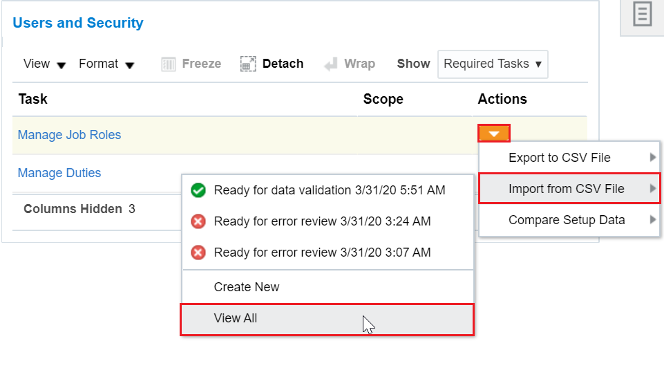 View All Import Jobs