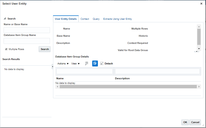 Select User Entity dialog