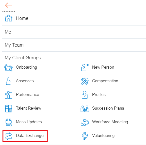 Data Exchange Navigator Menu Option