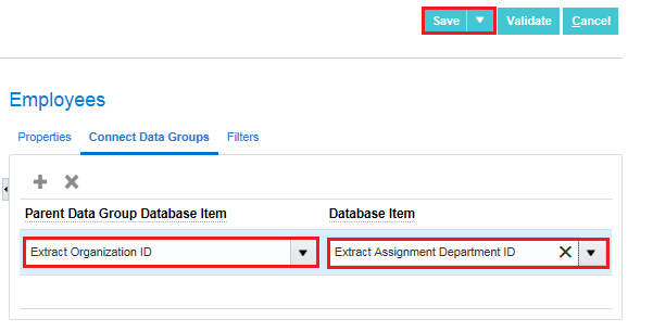 Save data group connection