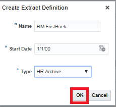 Create Extract Definition Dialog: Click OK