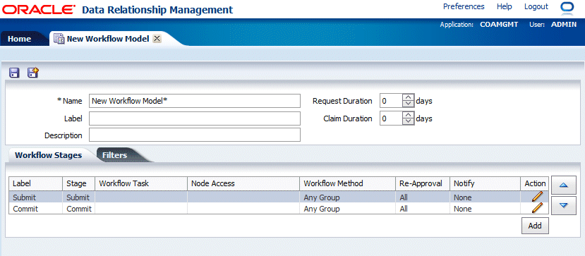 New Workflow Model Menu Item