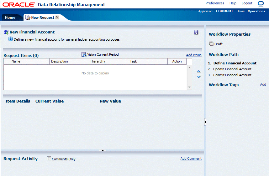 New Financial Account Request