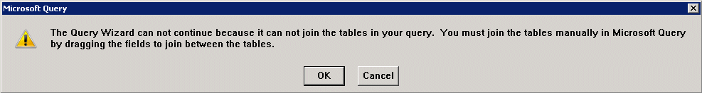MS Query Warning message