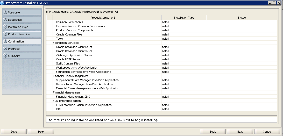 EPM System Installer 11.1.2.4 - Confirmation