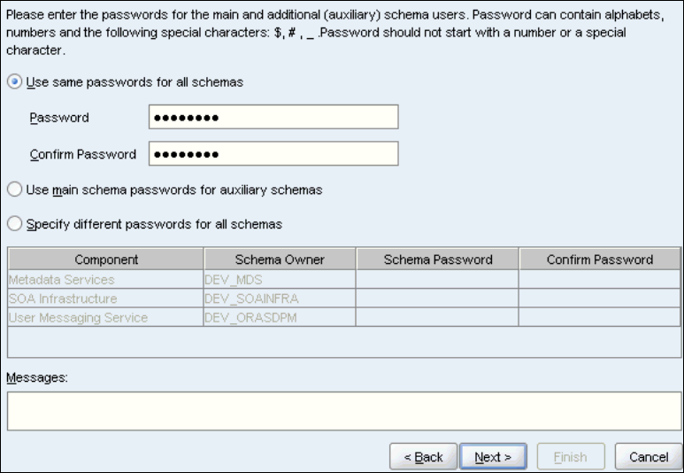 Repository Creation Utility - Schema Passwords