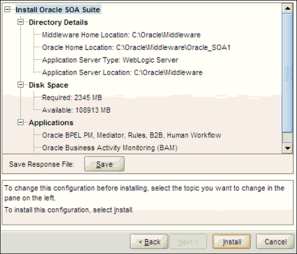 SOA Suite Installer - Installation Summary