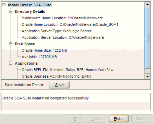 SOA Suite Installer - Installation Complete
