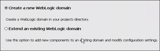 Fusion Middleware Configuration Wizard - Select Weblogic Domain