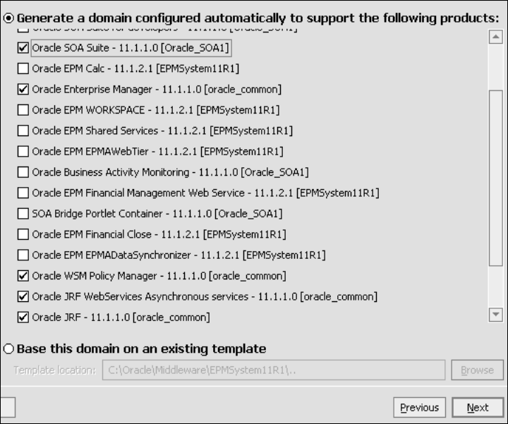 Fusion Middleware Configuration Wizard - Select Domain Source