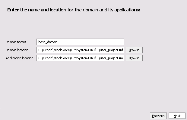Fusion Middleware Configuration Wizard - Domain details