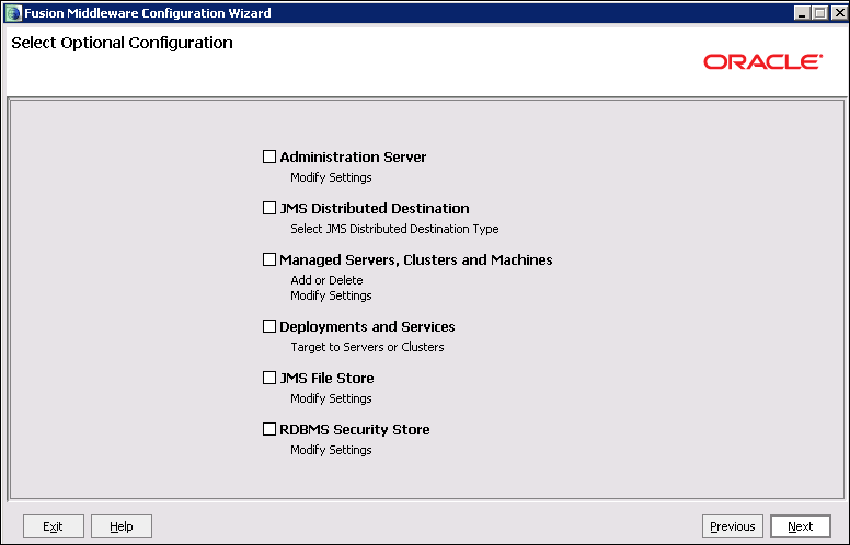 Fusion Middleware Configuration Wizard - Configure JDBC Component Schema