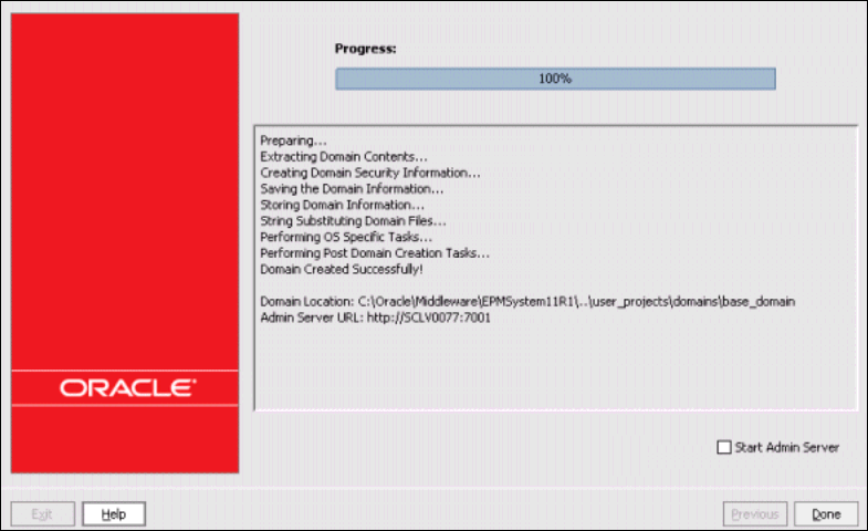 Fusion Middleware Configuration Wizard - Creating domain