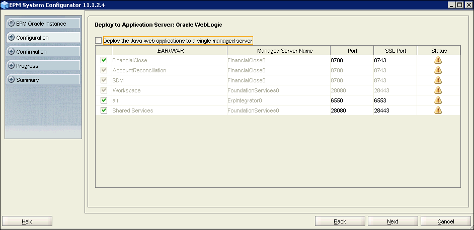 EPM System Configurator 11.1.2.4 - Deploy to Application Server