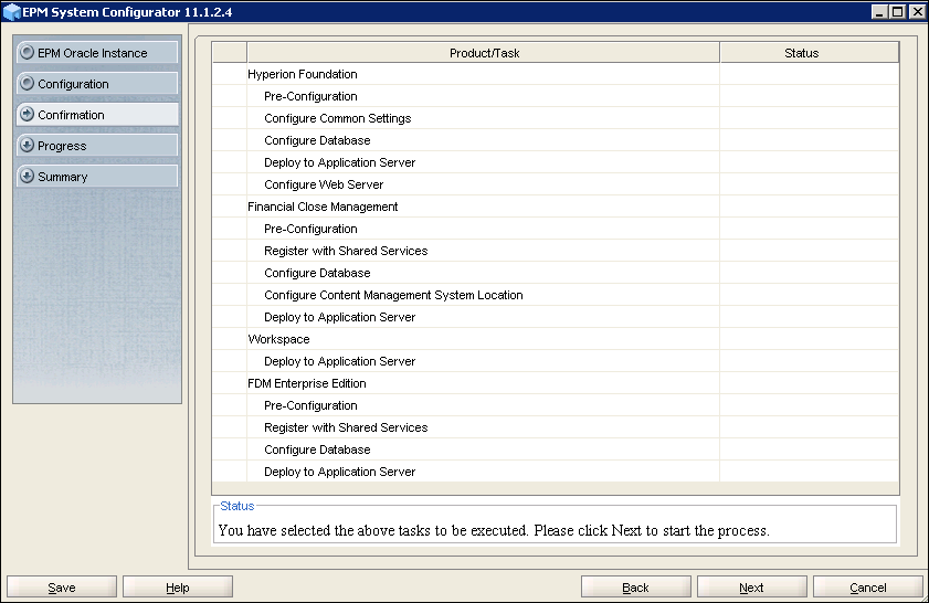 EPM System Configurator 11.1.2.4 - Confirmation