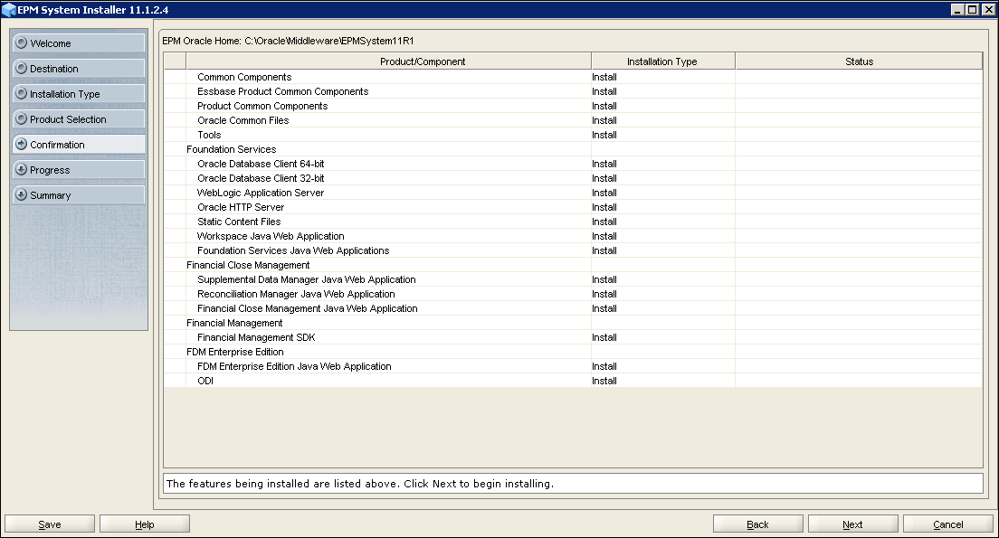 EPM System Installer 11.1.2.4 - Confirmation