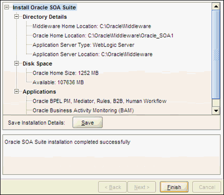 SOA Suite Installer - Installation Complete