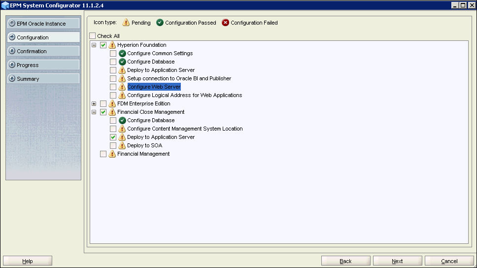 EPM System Configurator 11.1.2.4 - Configuration