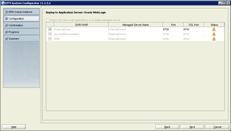 EPM System Configurator 11.1.2.4 - Deploy to Application Server: Oracle WebLogic