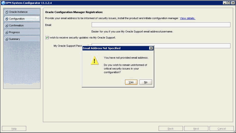 EPM System Configurator 11.1.2.4 - Email address