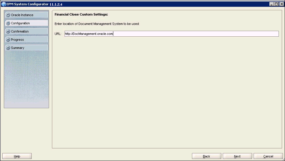 EPM System Configurator 11.1.2.4 - Custom Settings