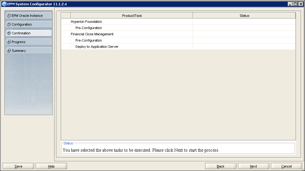 EPM System Configurator 11.1.2.4 - Confirmation