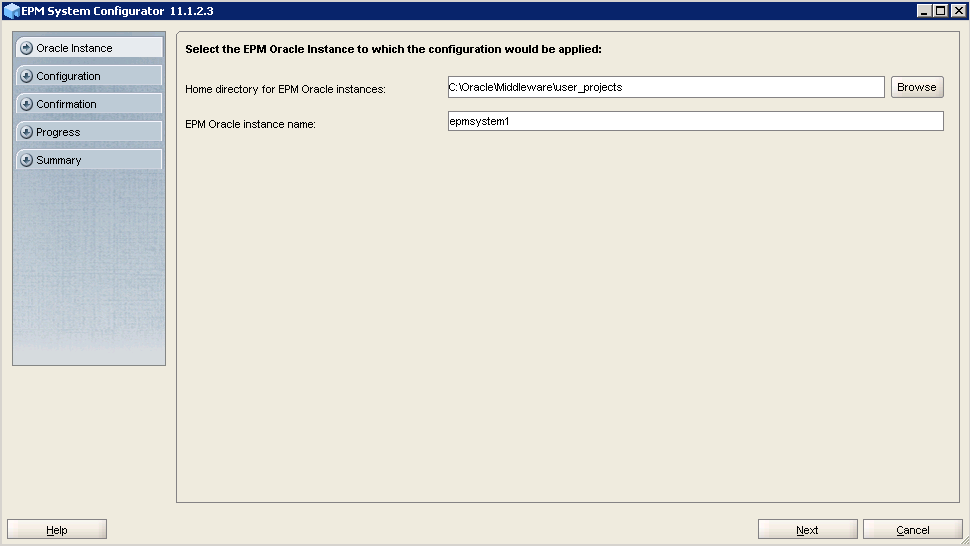 EPM System Configurator 11.1.2.4 - Select the EPM Oracle Instance