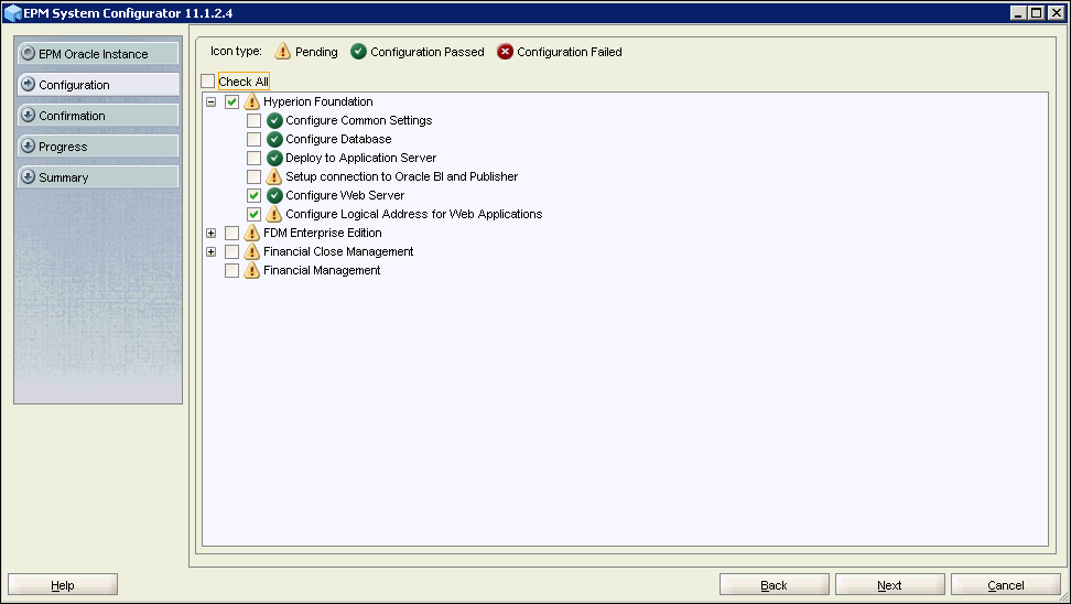 EPM System Configurator 11.1.2.4 - Configuration